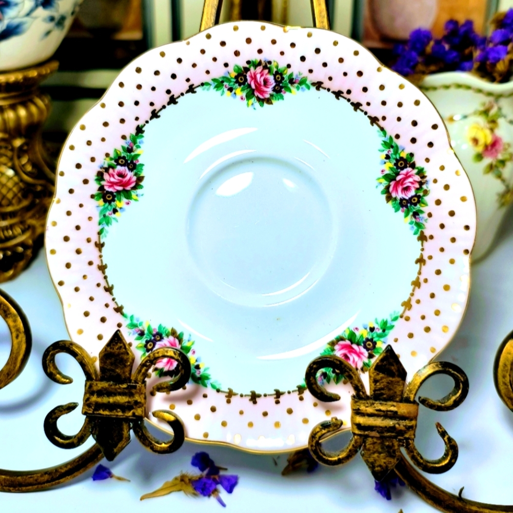 Beautiful saucer from the Royal Albert Pierrette Bone China series.  Excellent c
